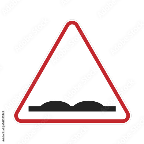 Isolated two speed bump in red triangle road sign, for reduce speed, slow down drive car