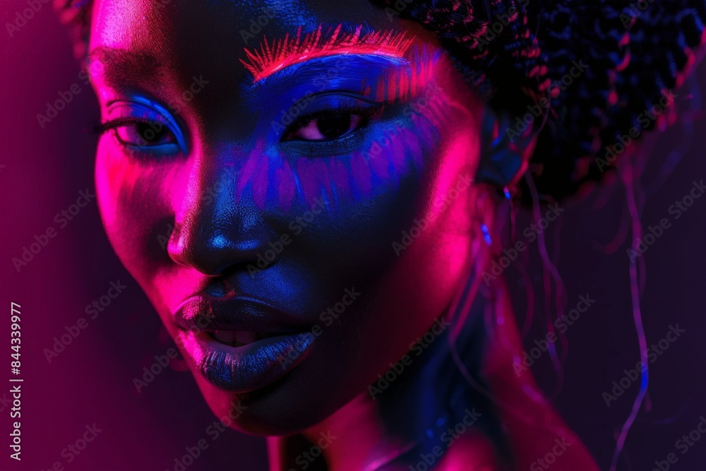 The image showcases a vivid interaction of neon lights creating a dynamic abstract effect The image showcases a vivid interaction of neon lights creating a dynamic abstract effect