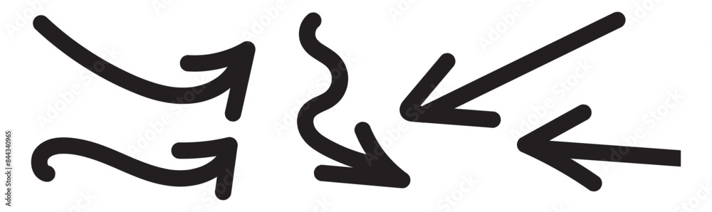 Hand drawn trendy doodles arrow set. Cute comics style arrows collection. Vector illustration. Hand drawn trendy doodles arrow set. Cute comics style arrows collection. Vector illustration.