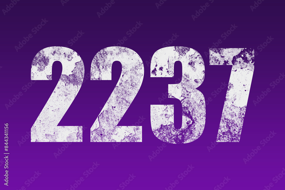 flat white grunge number of 2237 on purple background. flat white grunge number of 2237 on purple background.