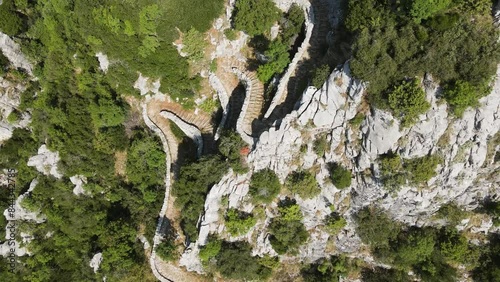 Amazing Aerial view of Vradeto Steps at Vikos gorge and Pindus Mountains, Zagori, Epirus, Greece
 photo