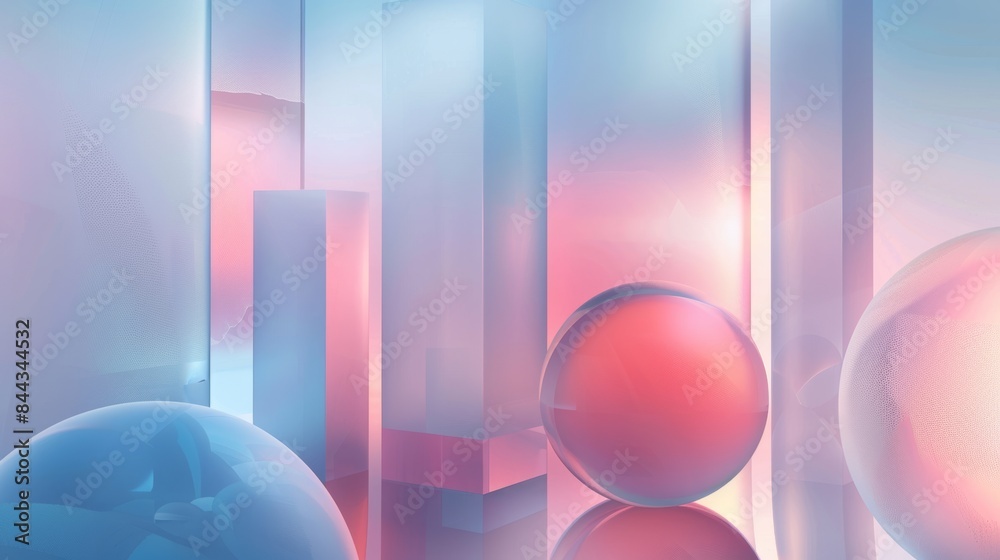 Elegant glassmorphism background with frosted shapes and smooth light reflections
