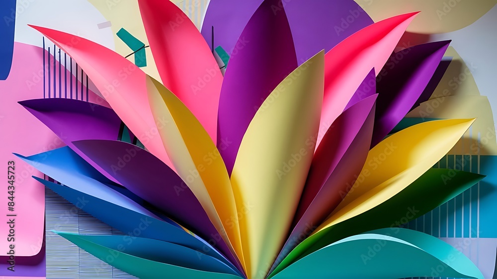 Abstract background of colored paper sheets in the shape of a flower Abstract background of colored paper sheets in the shape of a flower