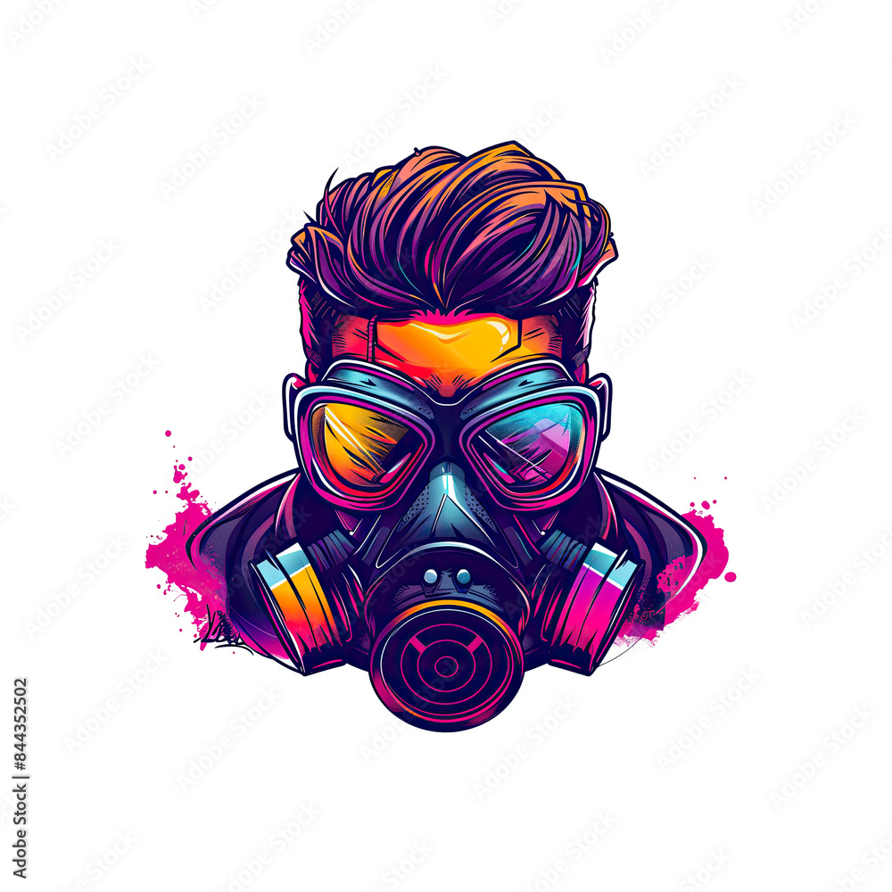 Man gas mask spray paint splatter Man gas mask spray paint splatter
