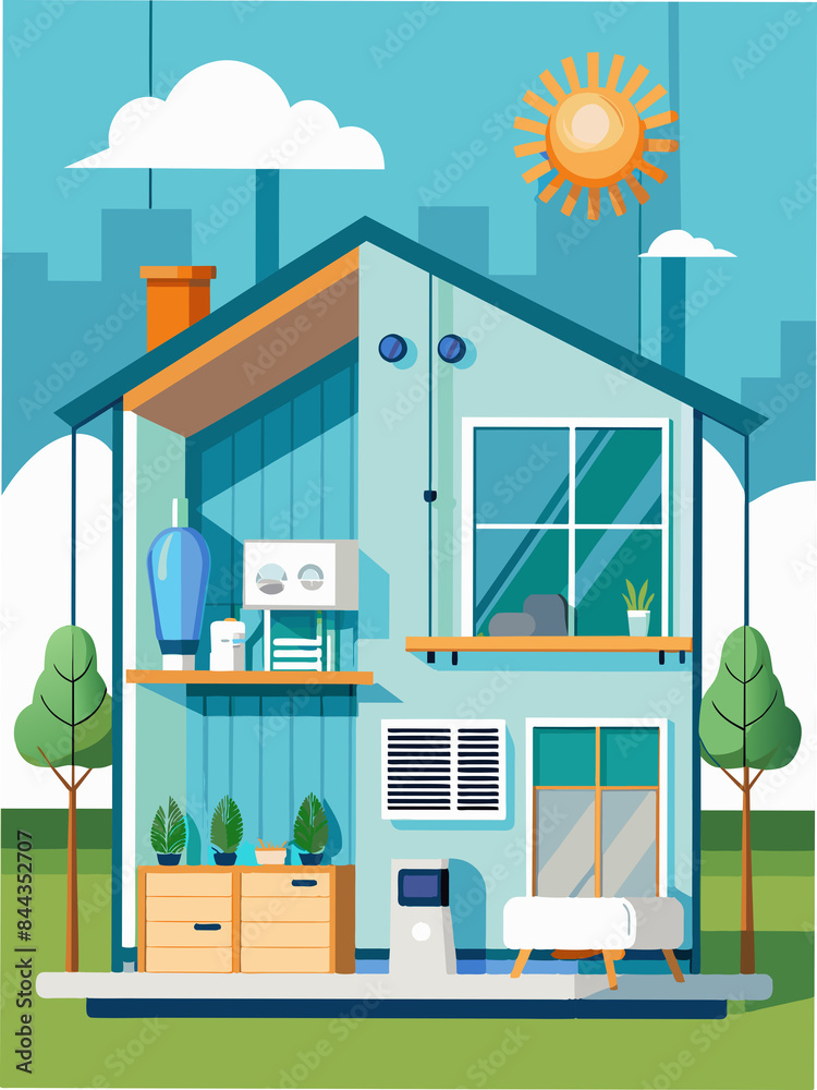 Fototapeta premium Heat pump in a contemporary home