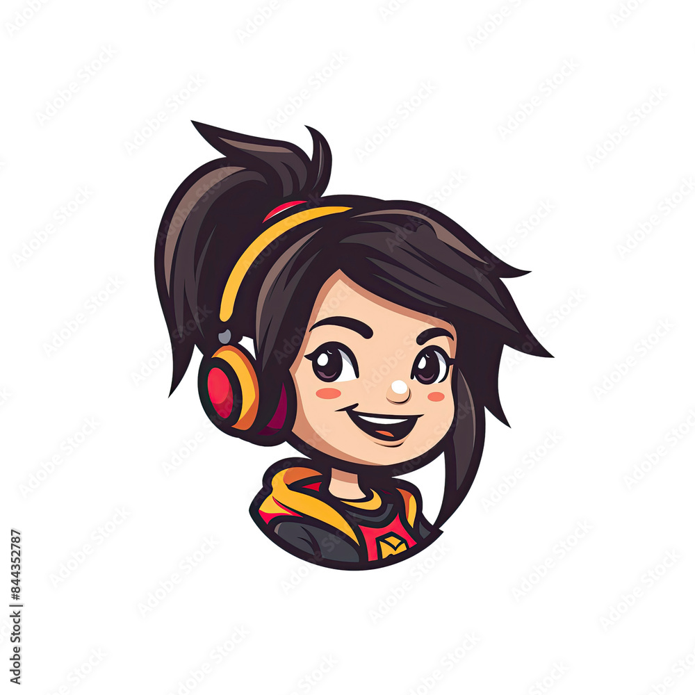 Cartoon girl wearing headphones Cartoon girl wearing headphones