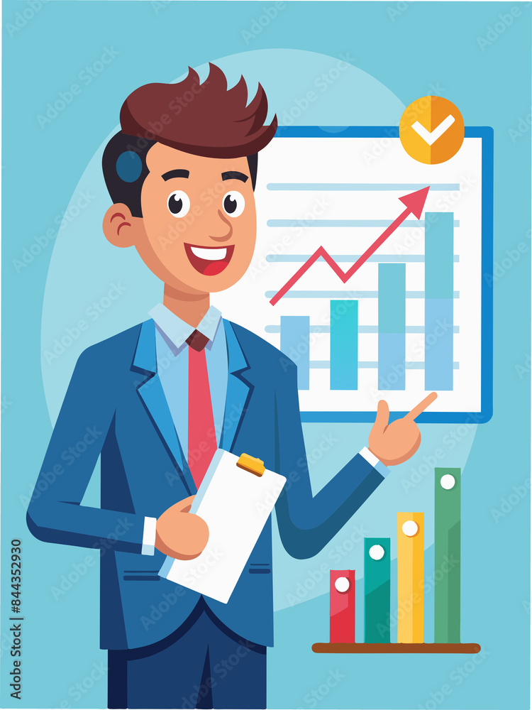 Business owner looking at increased sales charts, optimistic Business owner looking at increased sales charts, optimistic