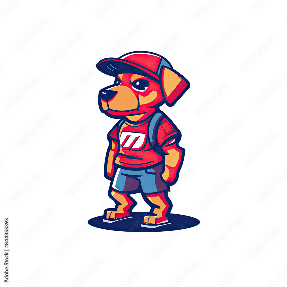 Cartoon dog in baseball cap and uniform Cartoon dog in baseball cap and uniform