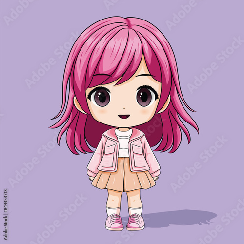 Cute cartoon chibi female character