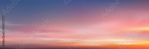 Sunset Sky,Cloud Background,Sunrise by Beach with Orange,Pink,Blue.Nature Landscape Dramatic Golden Hour with twilight Sky in Evening after Sun Dawn,Vector Horizon Banner Sunlight in Autumn,Winter