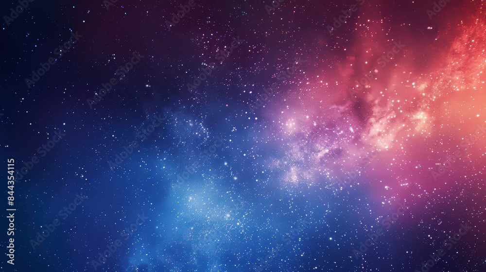 Obraz premium A breathtaking image of a starry night sky featuring a colorful nebula with hues of blue, purple, and red, evoking a sense of wonder and awe.
