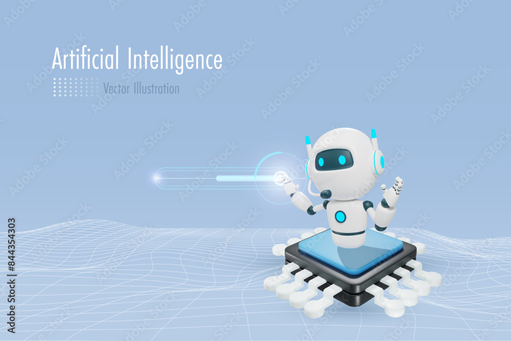 custom made wallpaper toronto digitalAI chat robot touch digital download bar on circuit board. Artificial intelligence technology revolution and development, machine learning. Implement of robotic science research. 3D vector.
