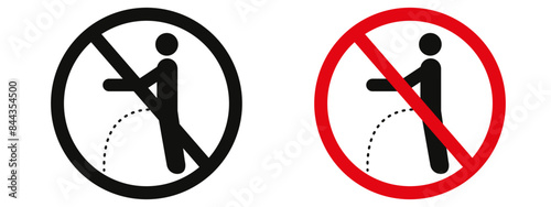 Ban public urination with this clear, bold red sign featuring a no-urine icon and prohibition label, perfect for maintaining hygiene in public restrooms, parks, and washrooms.