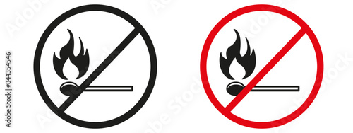 No open flames sign, featuring a clear no-fire icon and safety warning label, perfect for fire-free zones, ensuring safety and preventing fire hazards.
