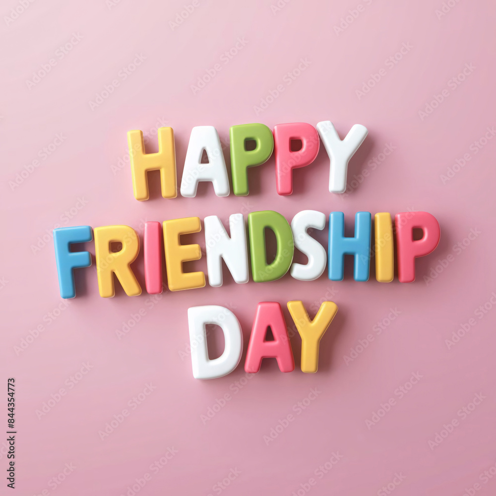 Happy Friendship Day 3D lettering on a wall or festive background Happy Friendship Day 3D lettering on a wall or festive background