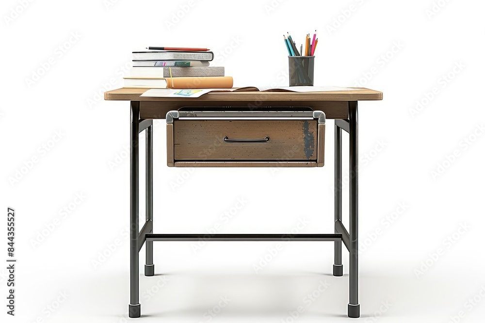 Wide Student Desk isolated on transparent background Wide Student Desk isolated on transparent background
