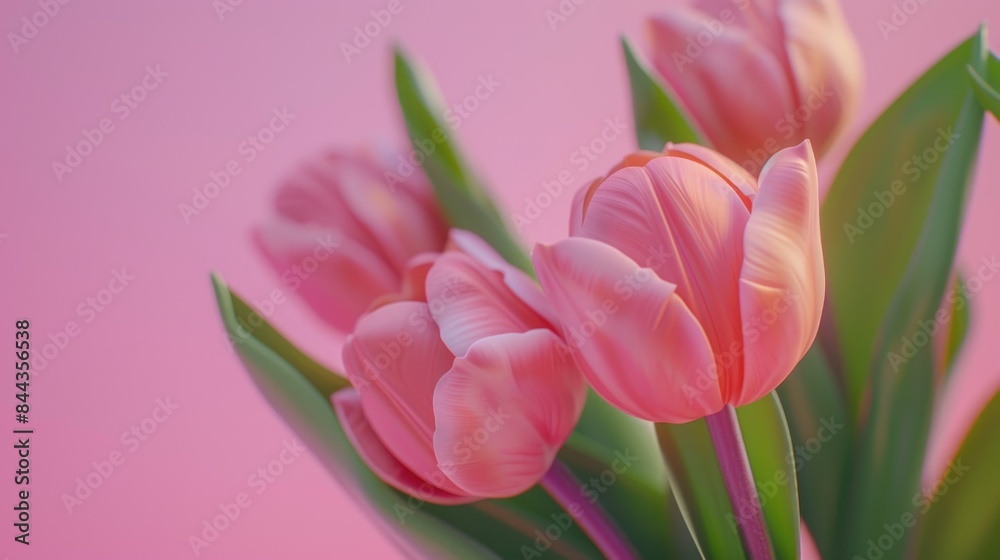 Vibrant Pink Tulips Against a Pastel Background in Springtime Vibrant Pink Tulips Against a Pastel Background in Springtime