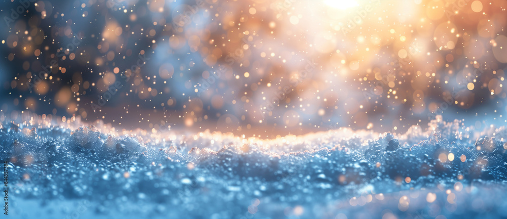 winter background of snow and frost with landscape of forest, Bokeh effect blue background winter background of snow and frost with landscape of forest, Bokeh effect blue background