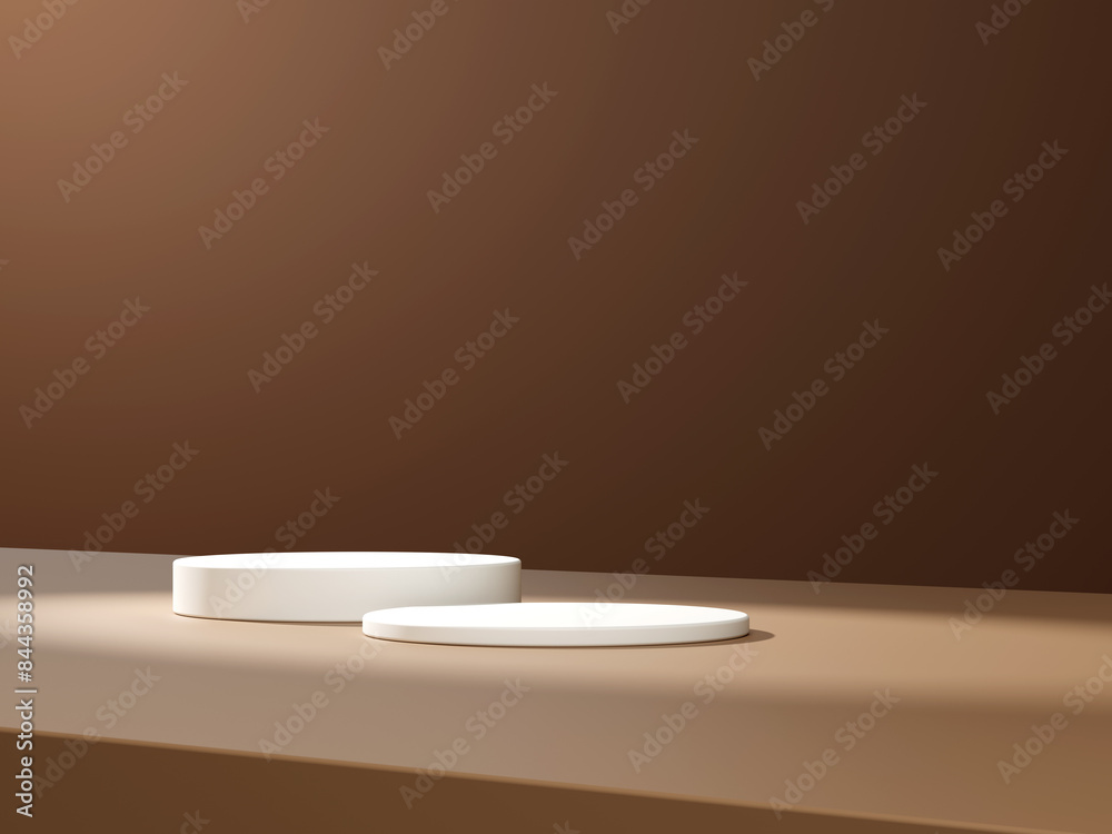 3d display product minimal scene with geometric podium platform. cylinder background 3d rendering with podium. stand for cosmetic products on brown background. 3d display product minimal scene with geometric podium platform. cylinder background 3d rendering with podium. stand for cosmetic products on brown background.