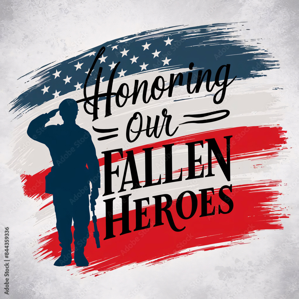 USA Memorial Day greeting card with brush stroke background in USA ...