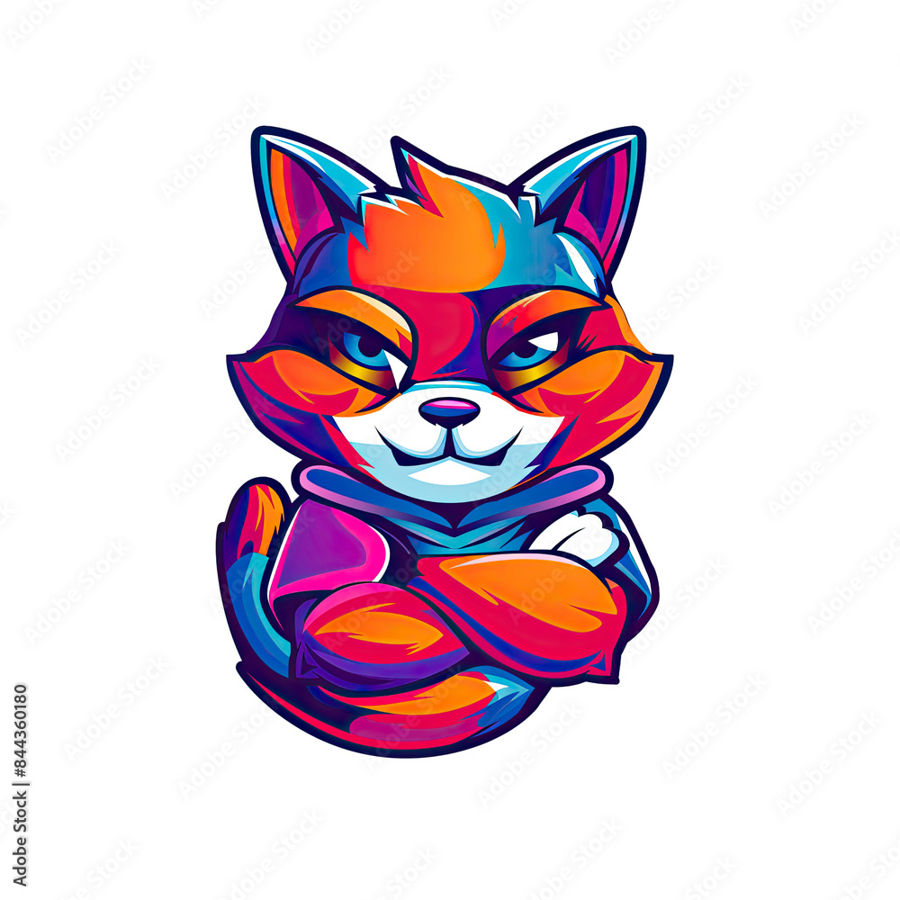 Close-up: colorful cat with arms crossed Close-up: colorful cat with arms crossed
