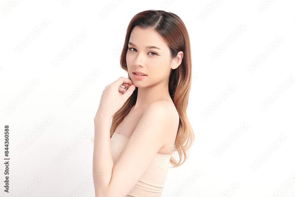Beautiful young asian woman with clean fresh skin on white background, Face care, Facial treatment, Cosmetology, beauty and spa, Asian women portrait. Beautiful young asian woman with clean fresh skin on white background, Face care, Facial treatment, Cosmetology, beauty and spa, Asian women portrait.
