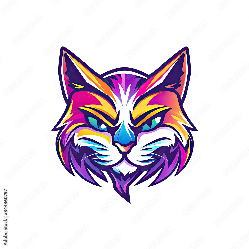 Obraz premium Close-up cat face colorful background