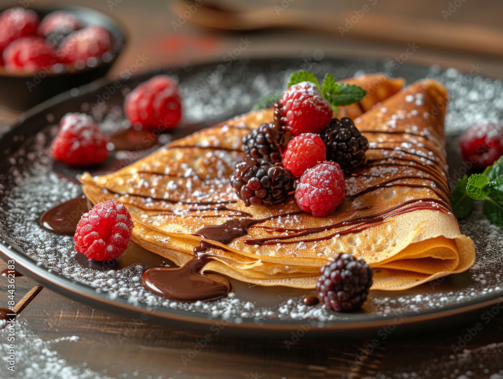 delicious crepe with chocolate delicious crepe with chocolate