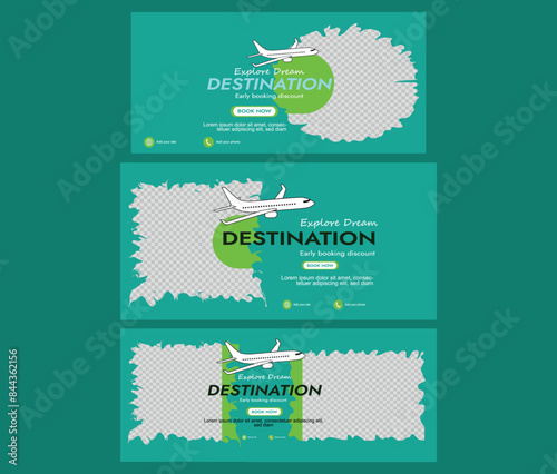 Template banner for social media, web banners for travel ads, esp. 10