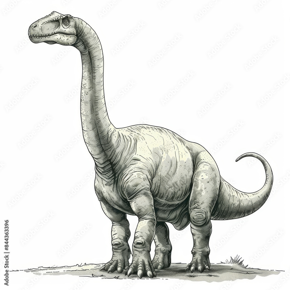 A detailed, realistic cartoon illustration of an Apatosaurus dinosaur, A detailed, realistic cartoon illustration of an Apatosaurus dinosaur,