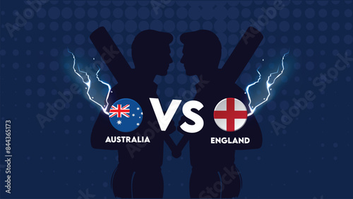 Australia v England Match , England vs Australia cricket match ,Cricket match concept with creative illustration 