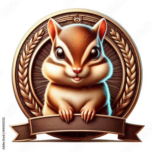 Adorable Chipmunk Emblem with Blank Banner for Custom Text Isolated (cut) background photo