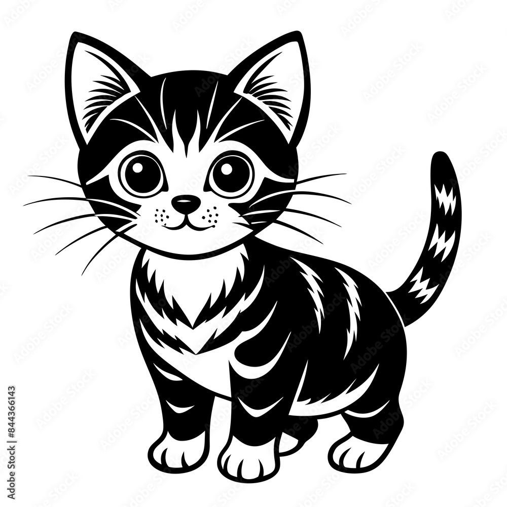 Fototapeta premium the kitten marvels vector silhouette illustration