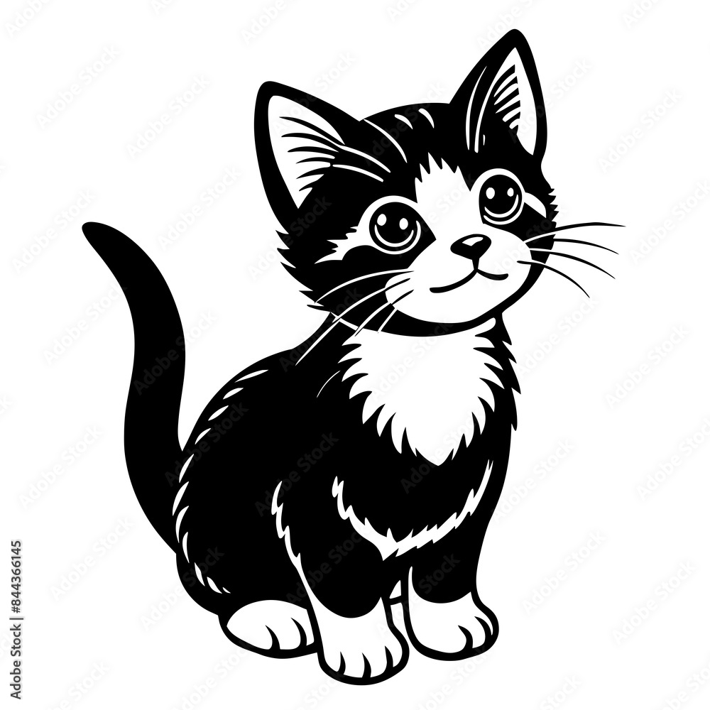 Obraz premium the kitten marvels vector silhouette illustration