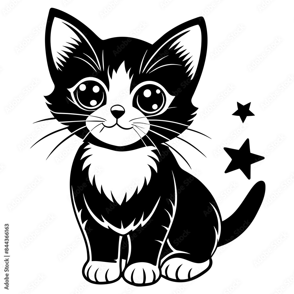 Obraz premium the kitten marvels vector silhouette illustration