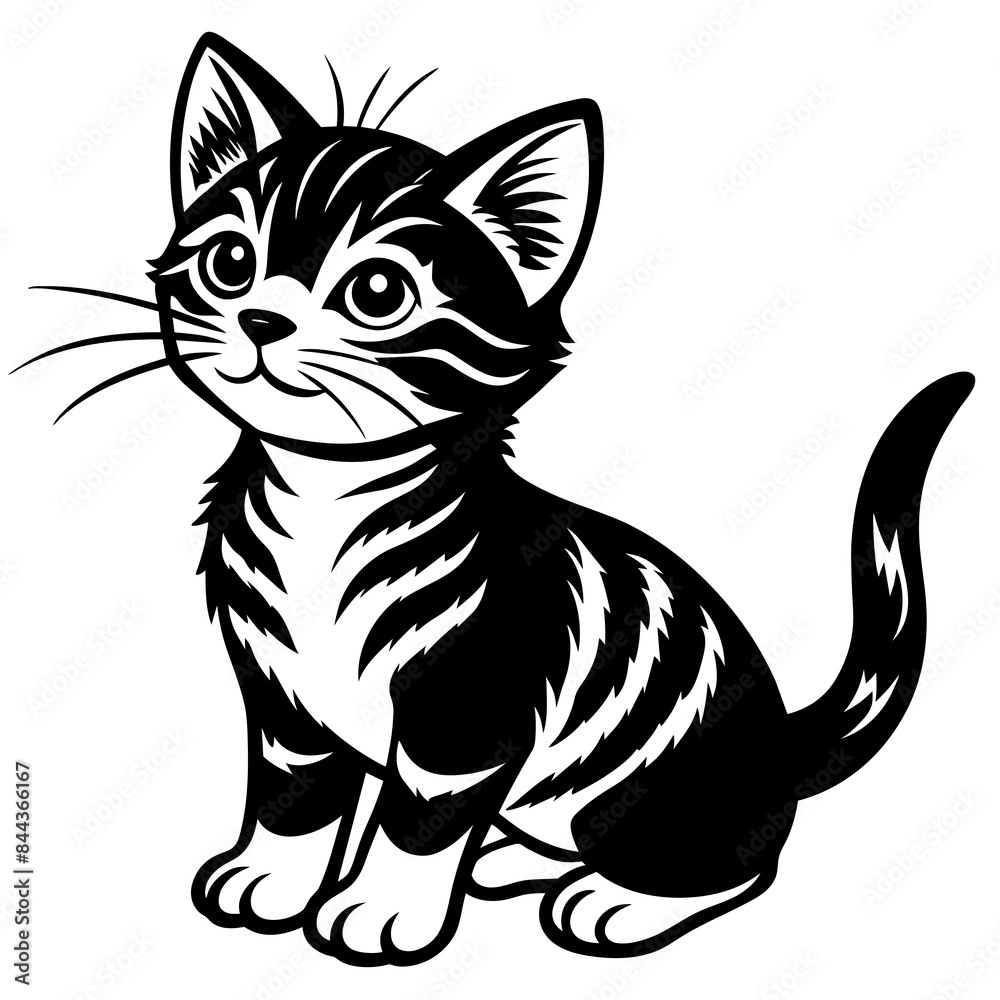 Obraz premium the kitten marvels vector silhouette illustration