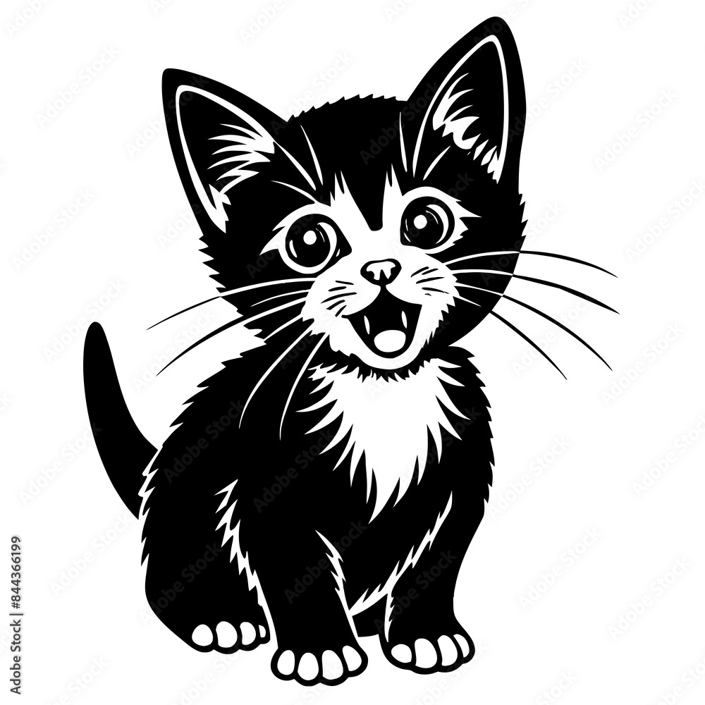 Obraz premium the kitten marvels vector silhouette illustration