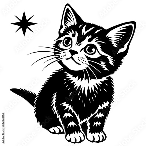 the kitten marvels vector silhouette illustration