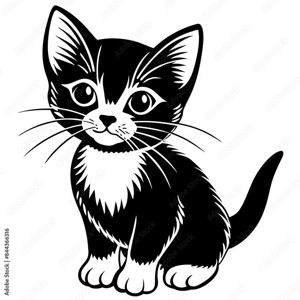 Obraz premium the kitten marvels vector silhouette illustration