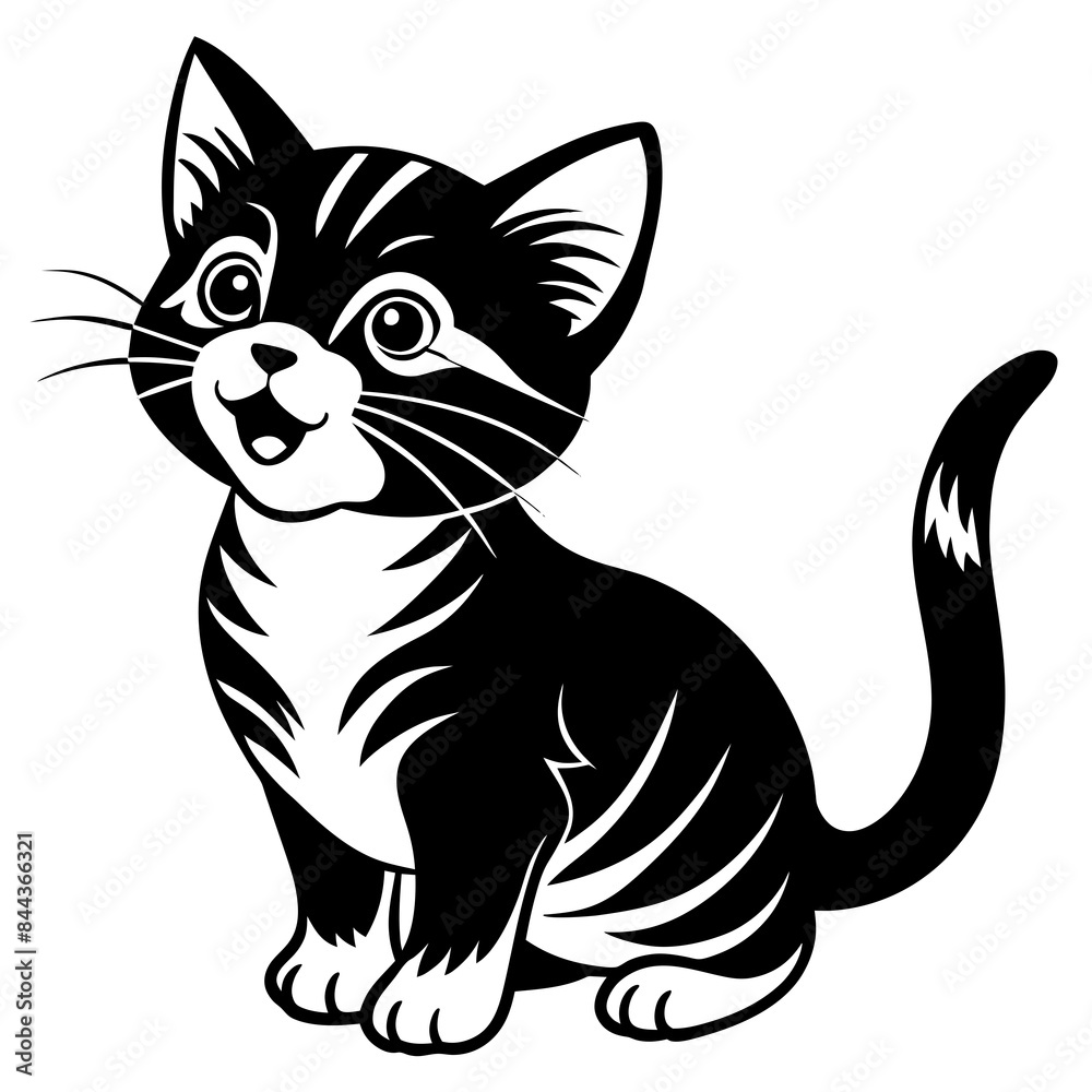 Obraz premium the kitten marvels vector silhouette illustration