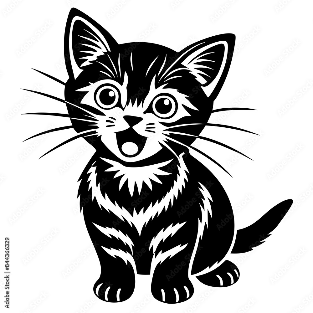 Obraz premium the kitten marvels vector silhouette illustration