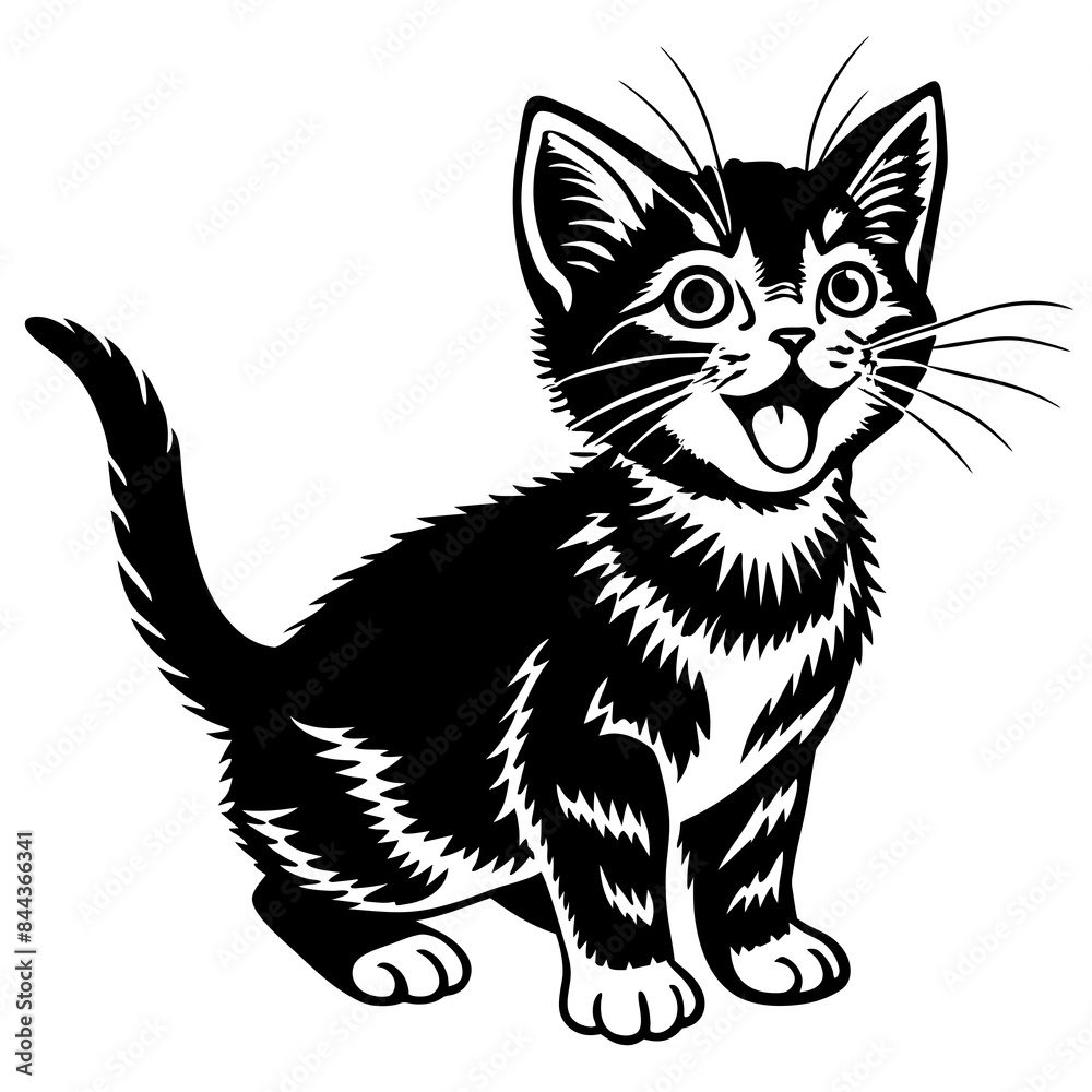 the kitten marvels vector silhouette illustration the kitten marvels vector silhouette illustration