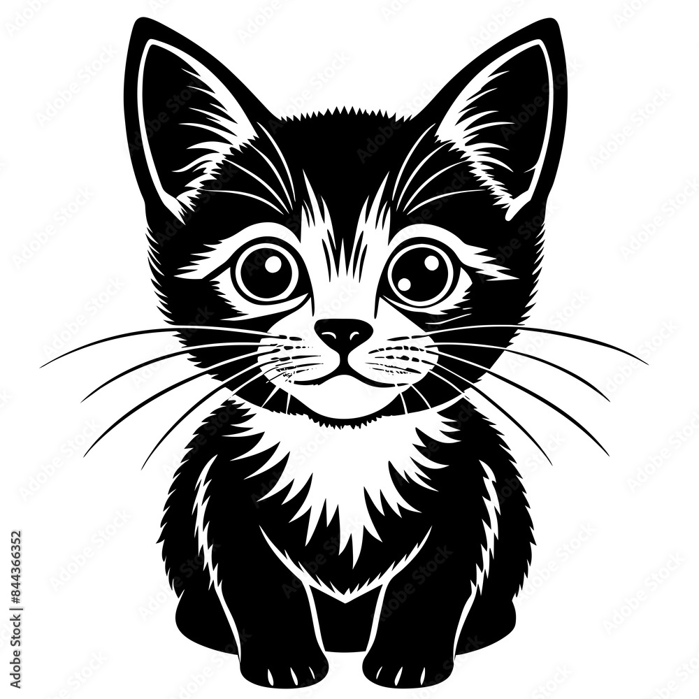 Obraz premium the kitten marvels vector silhouette illustration