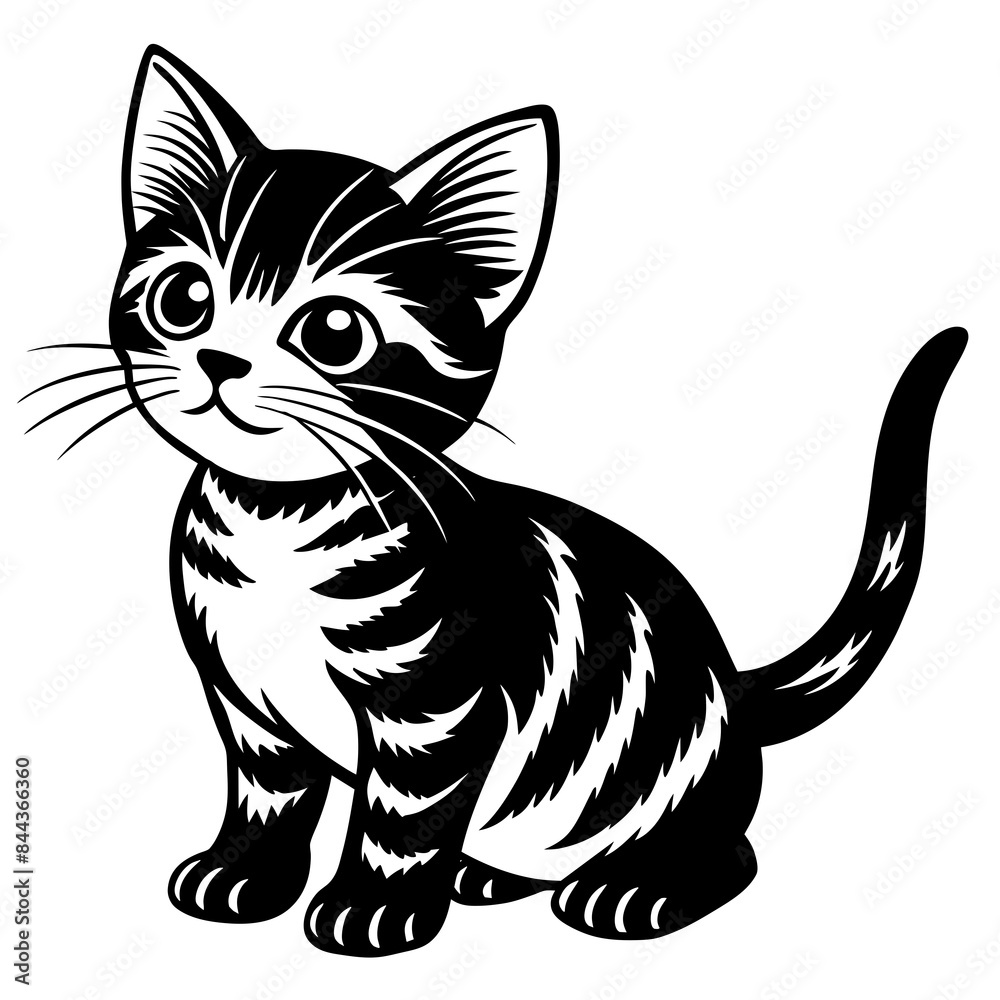 Fototapeta premium the kitten marvels vector silhouette illustration