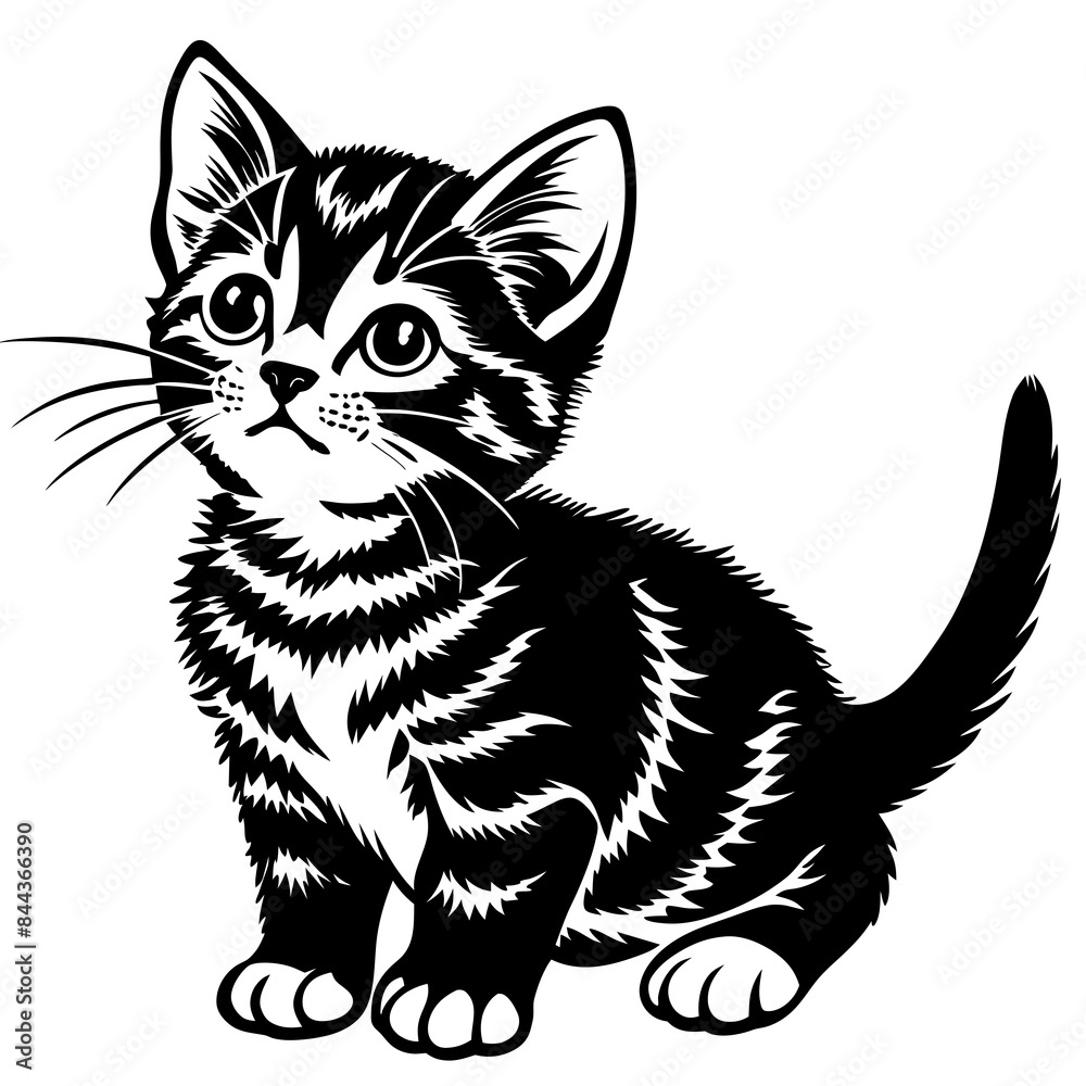 Obraz premium the kitten marvels vector silhouette illustration