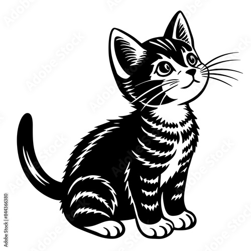 the kitten marvels  vector silhouette illustration