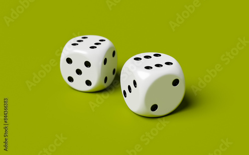 Two dice with sixes up