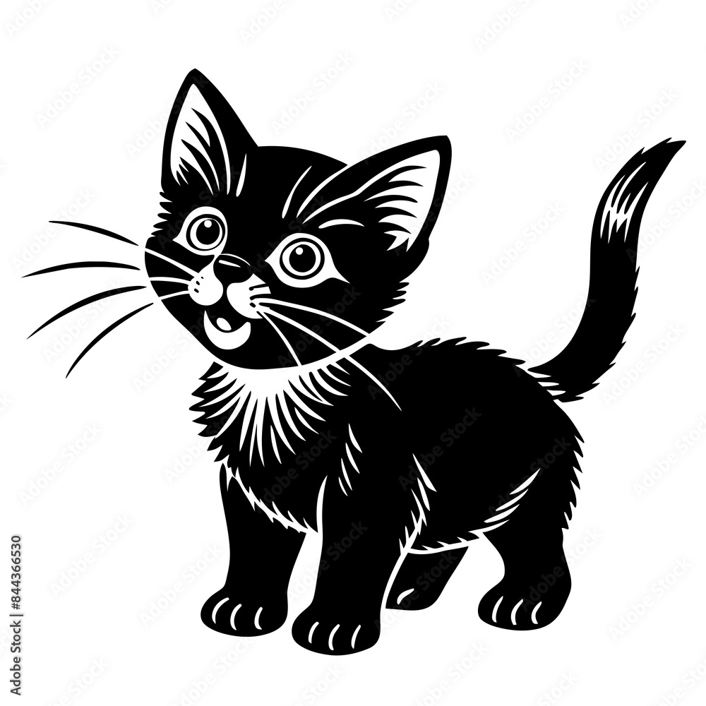 Obraz premium the kitten marvels vector silhouette illustration
