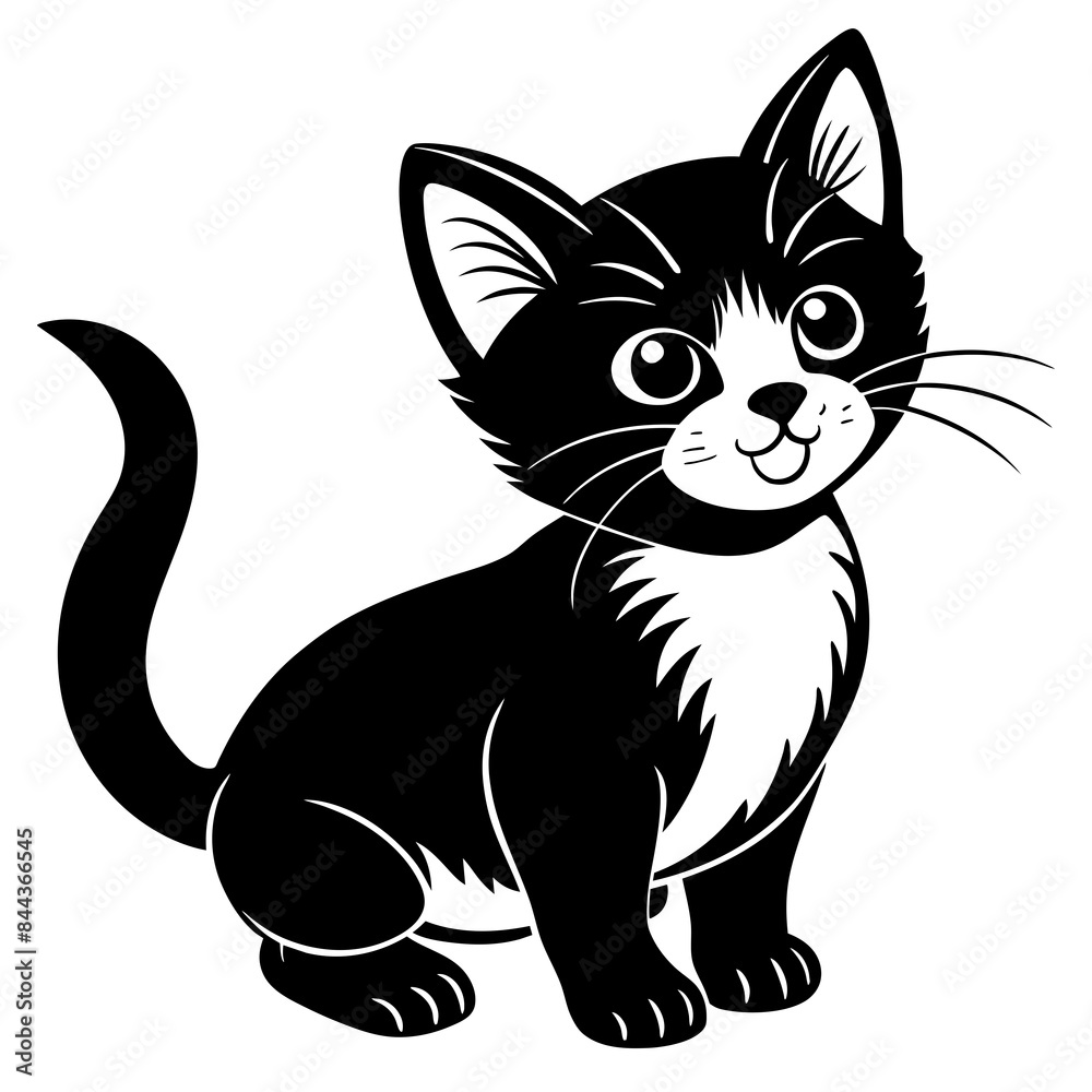 the kitten marvels vector silhouette illustration the kitten marvels vector silhouette illustration