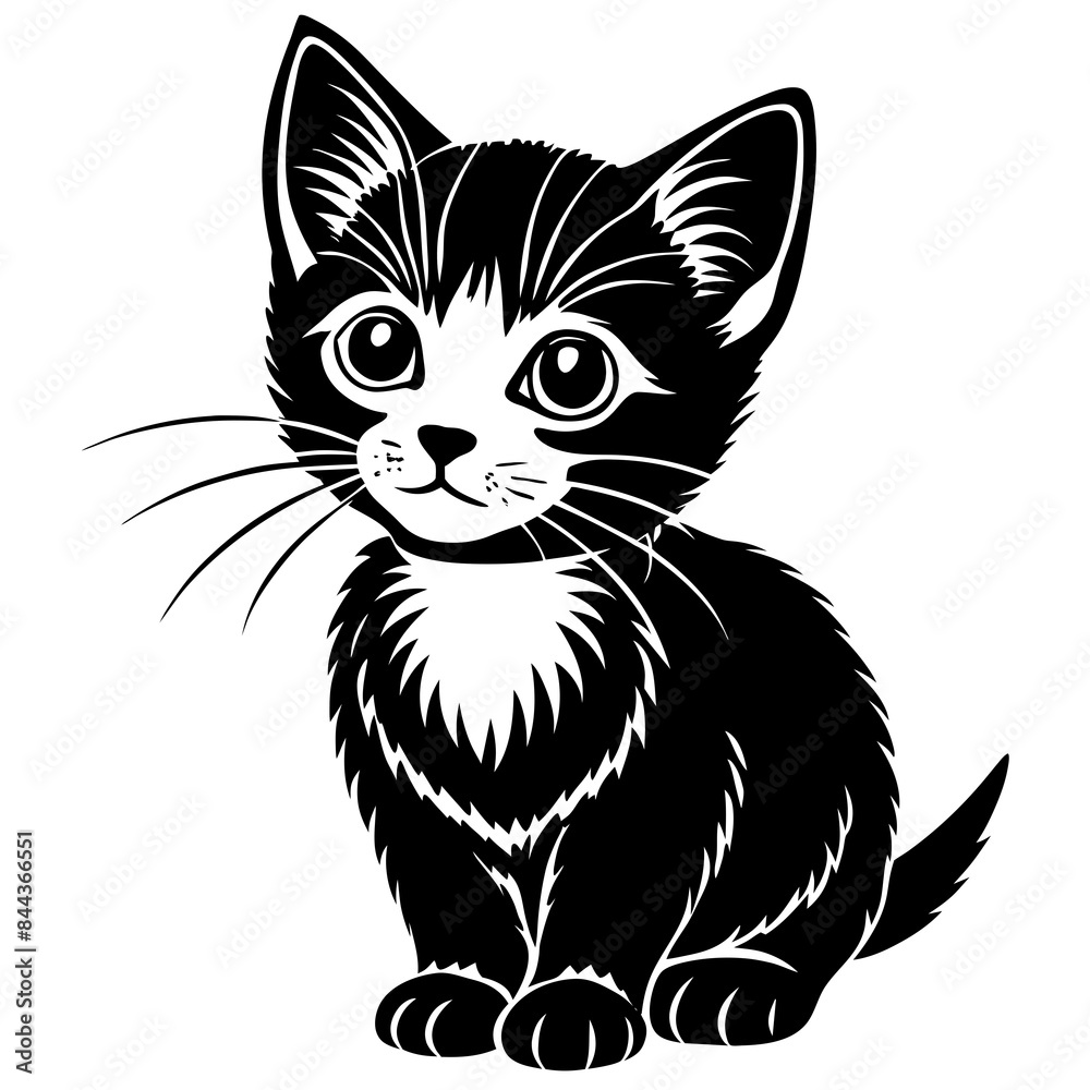 Fototapeta premium the kitten marvels vector silhouette illustration